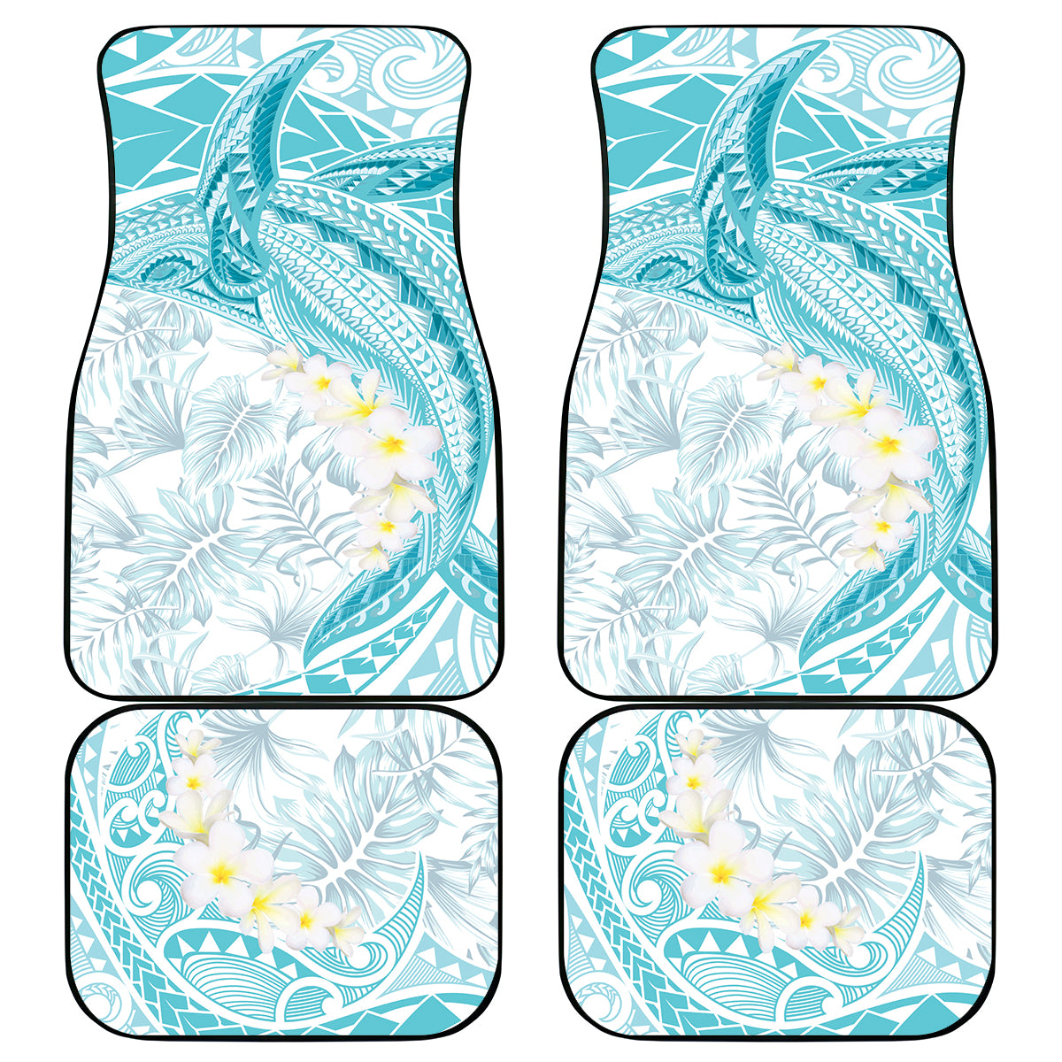 Polynesia Humpback Whale Car Mats Tropical Plumeria Turquoise LT7 - Polynesian Pride