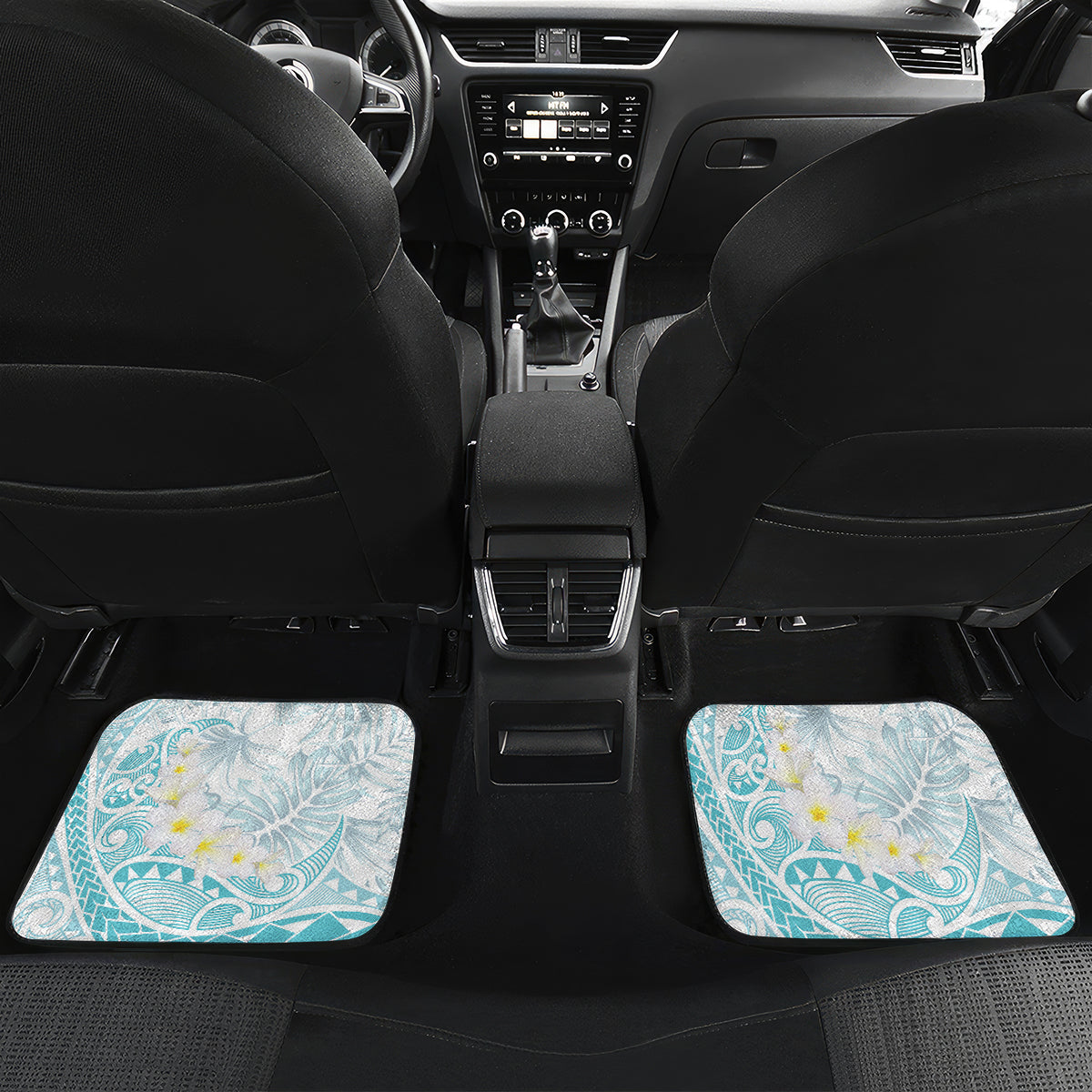 Polynesia Humpback Whale Car Mats Tropical Plumeria Turquoise LT7 Set 2pcs - Back Turquoise - Polynesian Pride