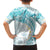 Polynesia Humpback Whale Family Matching Long Sleeve Bodycon Dress and Hawaiian Shirt Tropical Plumeria Turquoise