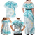 Polynesia Humpback Whale Family Matching Off Shoulder Maxi Dress and Hawaiian Shirt Tropical Plumeria Turquoise