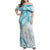 Polynesia Humpback Whale Family Matching Off Shoulder Maxi Dress and Hawaiian Shirt Tropical Plumeria Turquoise