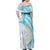 Polynesia Humpback Whale Family Matching Off Shoulder Maxi Dress and Hawaiian Shirt Tropical Plumeria Turquoise