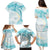 Polynesia Humpback Whale Family Matching Puletasi and Hawaiian Shirt Tropical Plumeria Turquoise