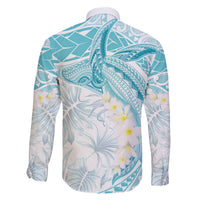 Polynesia Humpback Whale Family Matching Puletasi and Hawaiian Shirt Tropical Plumeria Turquoise LT7 - Polynesian Pride