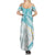 Polynesia Humpback Whale Family Matching Summer Maxi Dress and Hawaiian Shirt Tropical Plumeria Turquoise