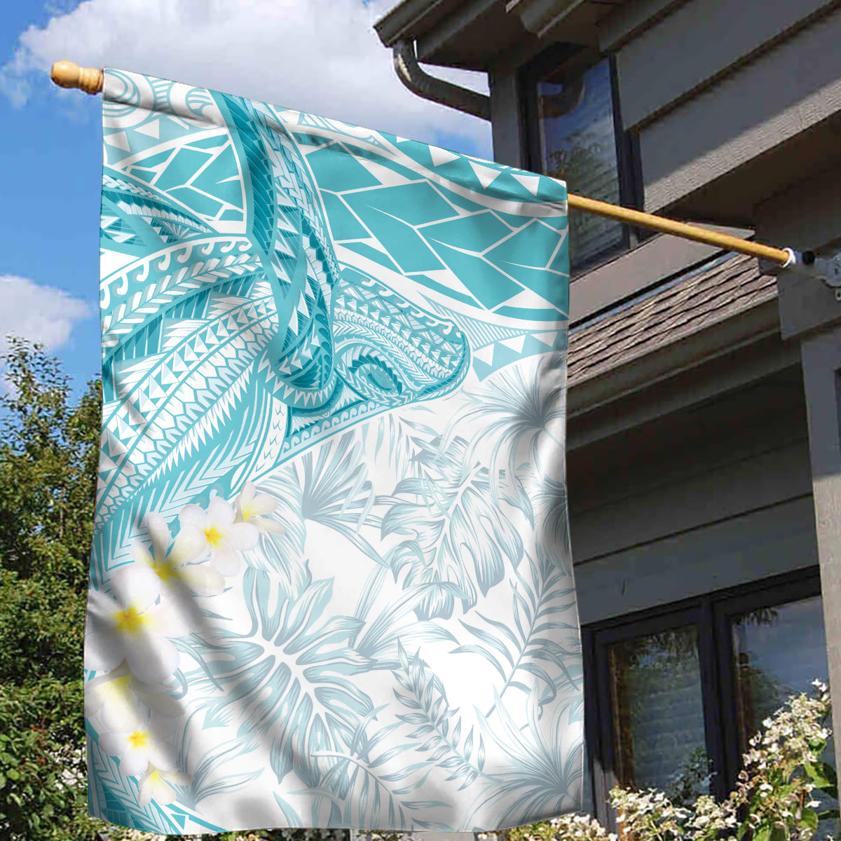 Polynesia Humpback Whale Garden Flag Tropical Plumeria Turquoise LT7 - Polynesian Pride