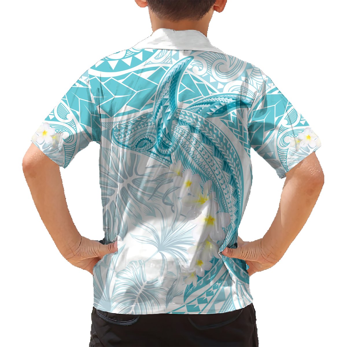 Polynesia Humpback Whale Hawaiian Shirt Tropical Plumeria Turquoise LT7 - Polynesian Pride