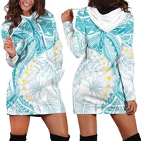 Polynesia Humpback Whale Hoodie Dress Tropical Plumeria Turquoise LT7 - Polynesian Pride