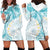 Polynesia Humpback Whale Hoodie Dress Tropical Plumeria Turquoise