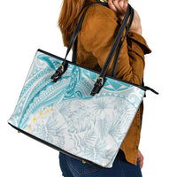 Polynesia Humpback Whale Leather Tote Bag Tropical Plumeria Turquoise LT7 - Polynesian Pride