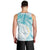 Polynesia Humpback Whale Men Tank Top Tropical Plumeria Turquoise