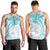 Polynesia Humpback Whale Men Tank Top Tropical Plumeria Turquoise