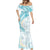 Polynesia Humpback Whale Mermaid Dress Tropical Plumeria Turquoise