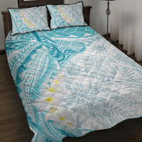 Polynesia Humpback Whale Quilt Bed Set Tropical Plumeria Turquoise LT7 Turquoise - Polynesian Pride