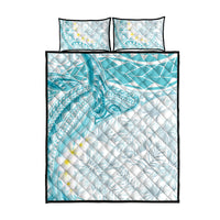 Polynesia Humpback Whale Quilt Bed Set Tropical Plumeria Turquoise LT7 - Polynesian Pride