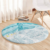Polynesia Humpback Whale Round Carpet Tropical Plumeria Turquoise