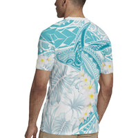 Polynesia Humpback Whale Rugby Jersey Tropical Plumeria Turquoise