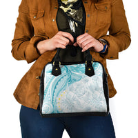 Polynesia Humpback Whale Shoulder Handbag Tropical Plumeria Turquoise