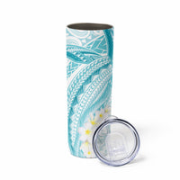 Polynesia Humpback Whale Skinny Tumbler Tropical Plumeria Turquoise