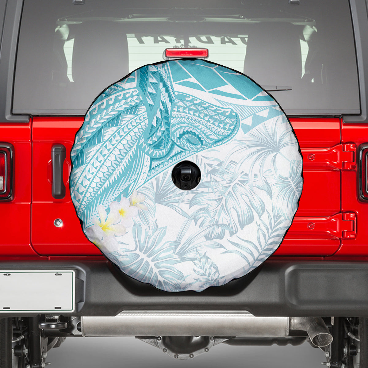 Polynesia Humpback Whale Spare Tire Cover Tropical Plumeria Turquoise LT7 - Polynesian Pride