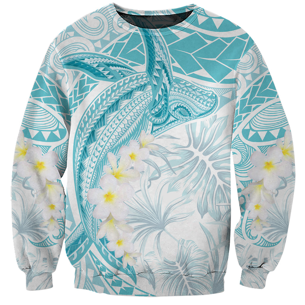 Polynesia Humpback Whale Sweatshirt Tropical Plumeria Turquoise LT7 Unisex Turquoise - Polynesian Pride