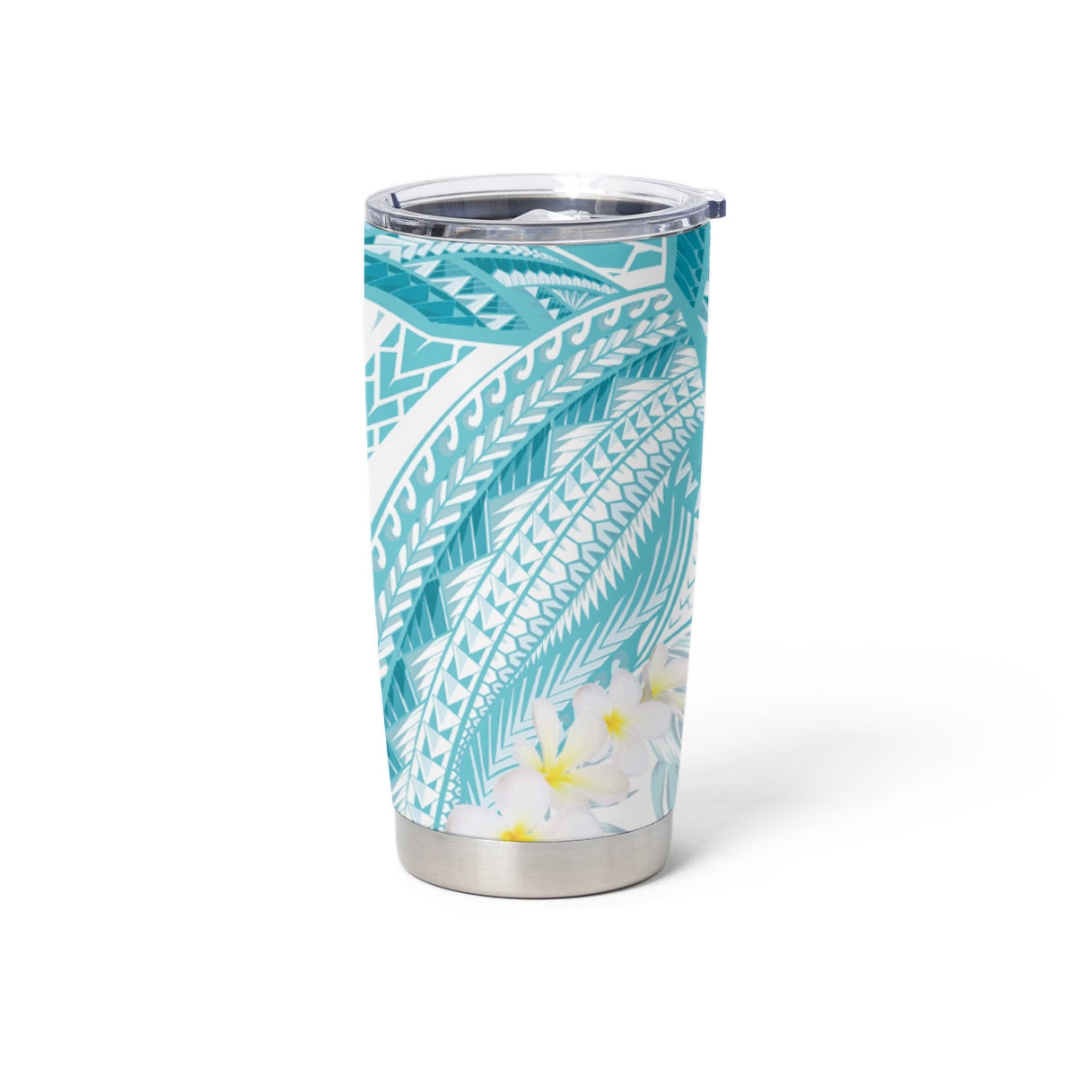 Polynesia Humpback Whale Tumbler Cup Tropical Plumeria Turquoise