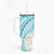 Polynesia Humpback Whale Tumbler With Handle Tropical Plumeria Turquoise