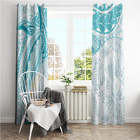 Polynesia Humpback Whale Window Curtain Tropical Plumeria Turquoise LT7 - Polynesian Pride
