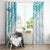 Polynesia Humpback Whale Window Curtain Tropical Plumeria Turquoise