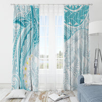 Polynesia Humpback Whale Window Curtain Tropical Plumeria Turquoise LT7 - Polynesian Pride