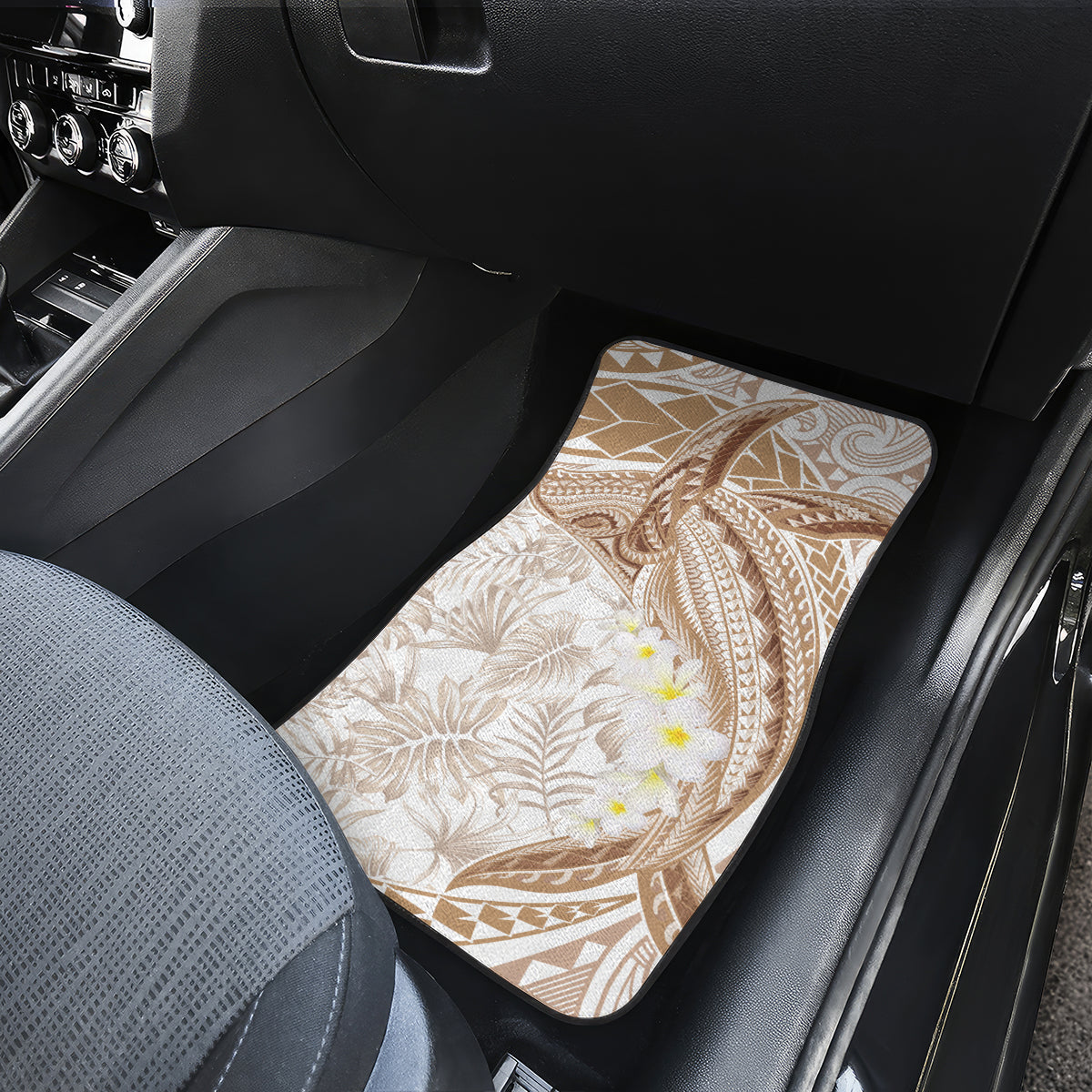 Polynesia Humpback Whale Car Mats Tropical Plumeria Beige LT7 - Polynesian Pride