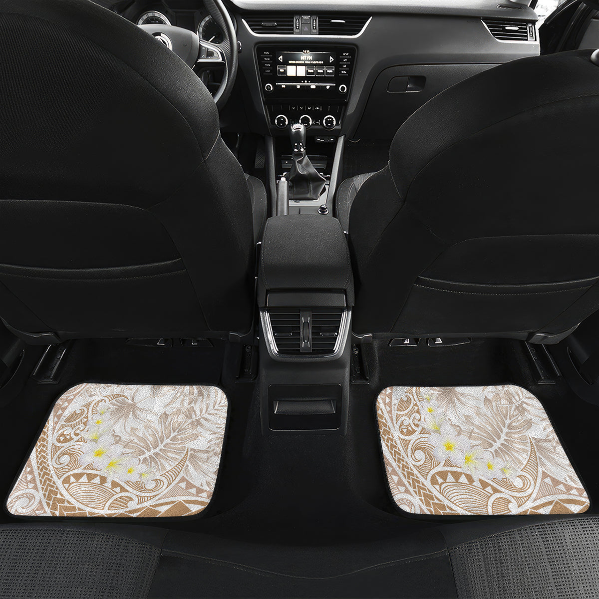 Polynesia Humpback Whale Car Mats Tropical Plumeria Beige LT7 Set 2pcs - Back Beige - Polynesian Pride