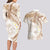 Polynesia Humpback Whale Couples Matching Long Sleeve Bodycon Dress and Hawaiian Shirt Tropical Plumeria Beige