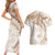 Polynesia Humpback Whale Couples Matching Short Sleeve Bodycon Dress and Hawaiian Shirt Tropical Plumeria Beige