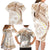 Polynesia Humpback Whale Family Matching Long Sleeve Bodycon Dress and Hawaiian Shirt Tropical Plumeria Beige