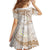Polynesia Humpback Whale Family Matching Off Shoulder Short Dress and Hawaiian Shirt Tropical Plumeria Beige