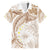 Polynesia Humpback Whale Family Matching Short Sleeve Bodycon Dress and Hawaiian Shirt Tropical Plumeria Beige