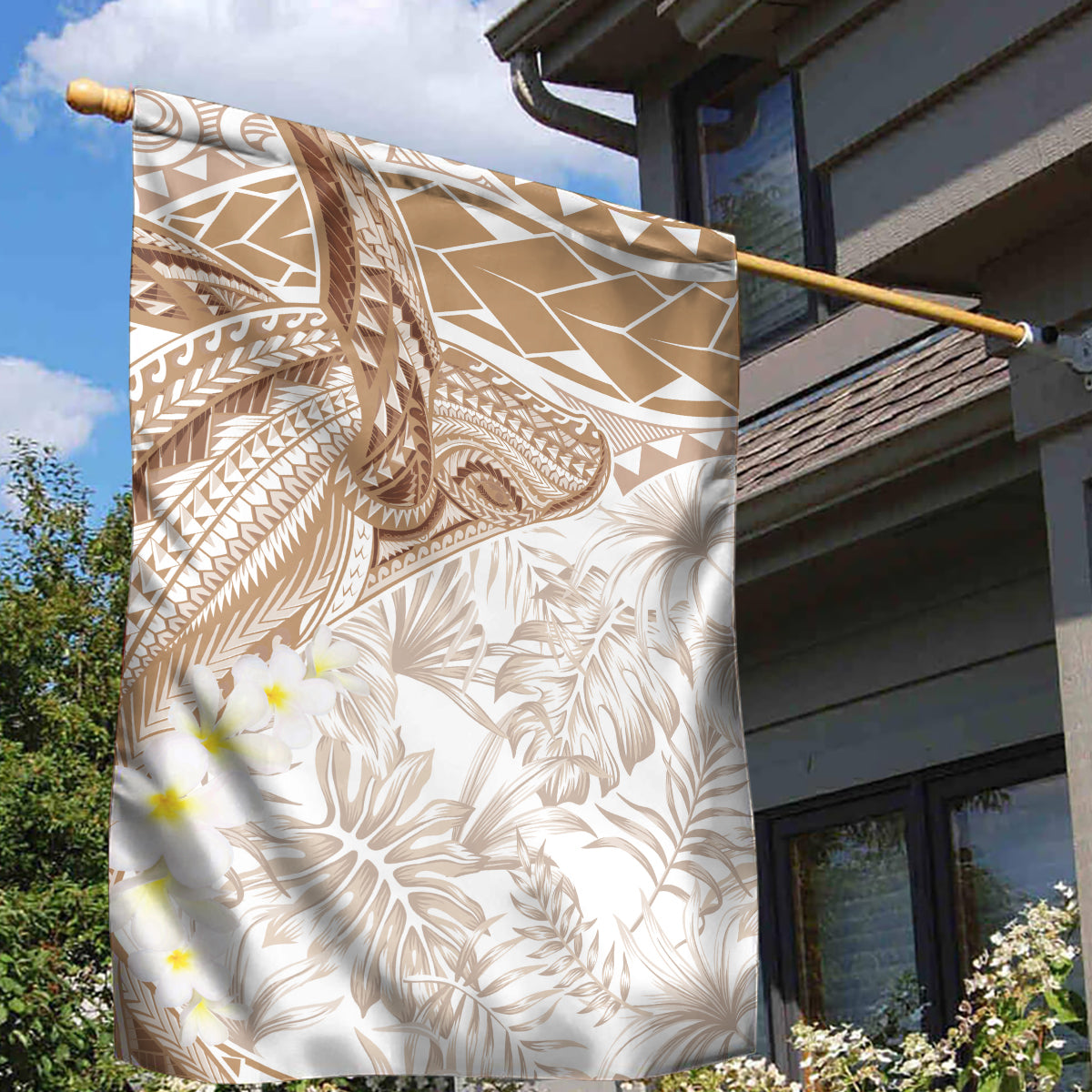 Polynesia Humpback Whale Garden Flag Tropical Plumeria Beige LT7 - Polynesian Pride