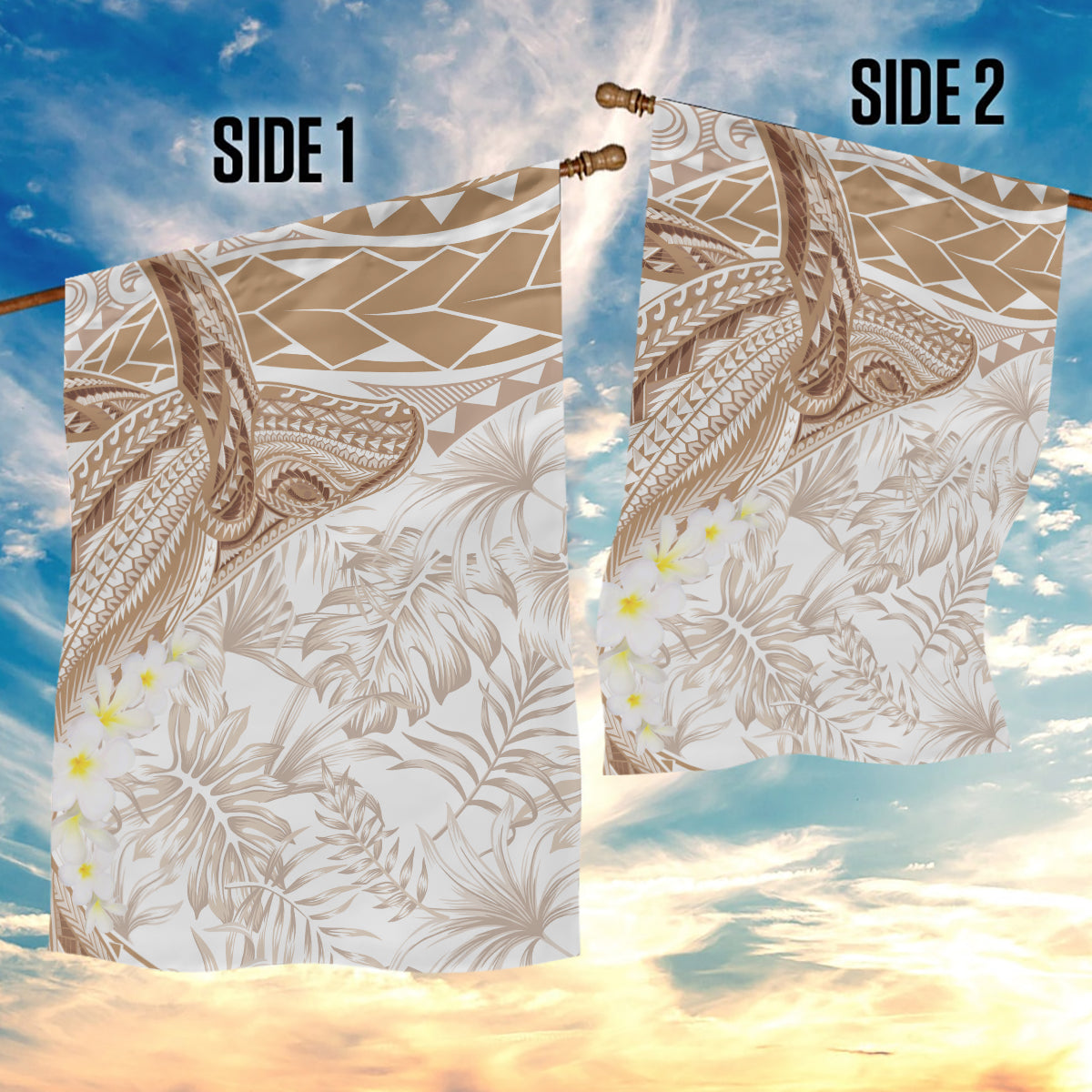 Polynesia Humpback Whale Garden Flag Tropical Plumeria Beige LT7 - Polynesian Pride