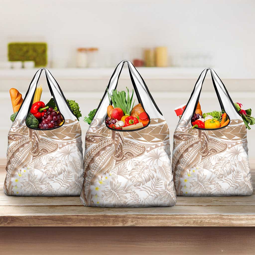 Polynesia Humpback Whale Grocery Bag Tropical Plumeria Beige LT7 3-pack One Size Beige - Polynesian Pride