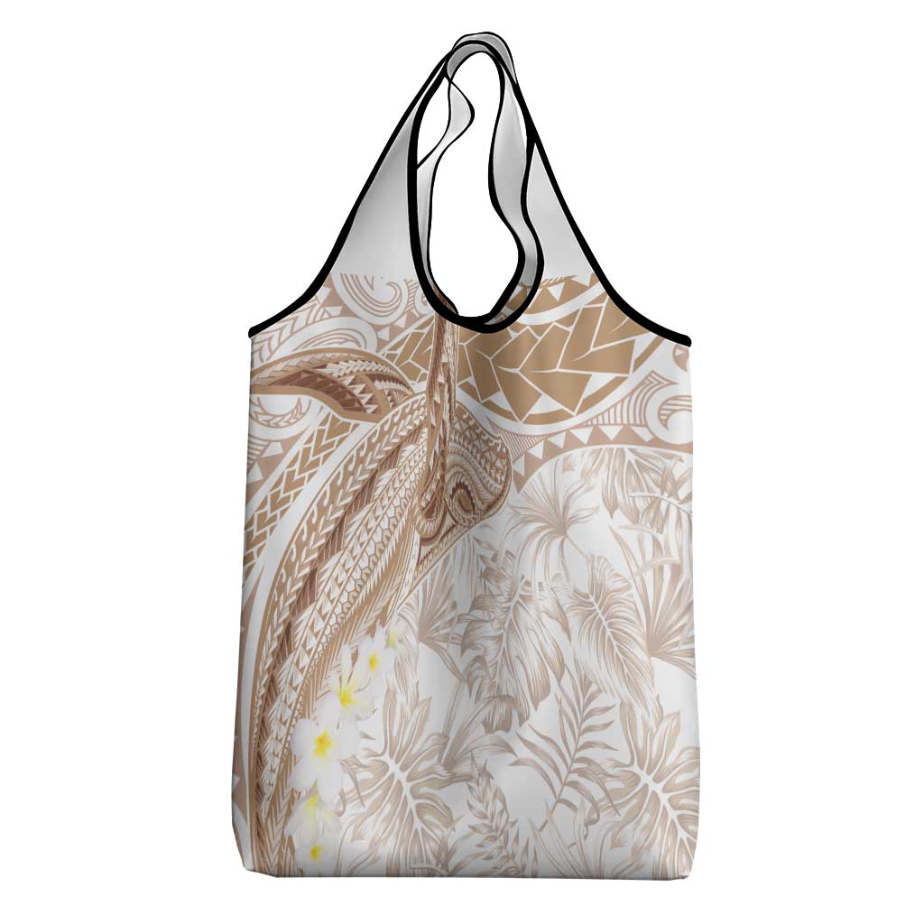 Polynesia Humpback Whale Grocery Bag Tropical Plumeria Beige LT7 - Polynesian Pride