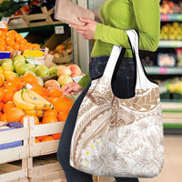 Polynesia Humpback Whale Grocery Bag Tropical Plumeria Beige LT7 - Polynesian Pride