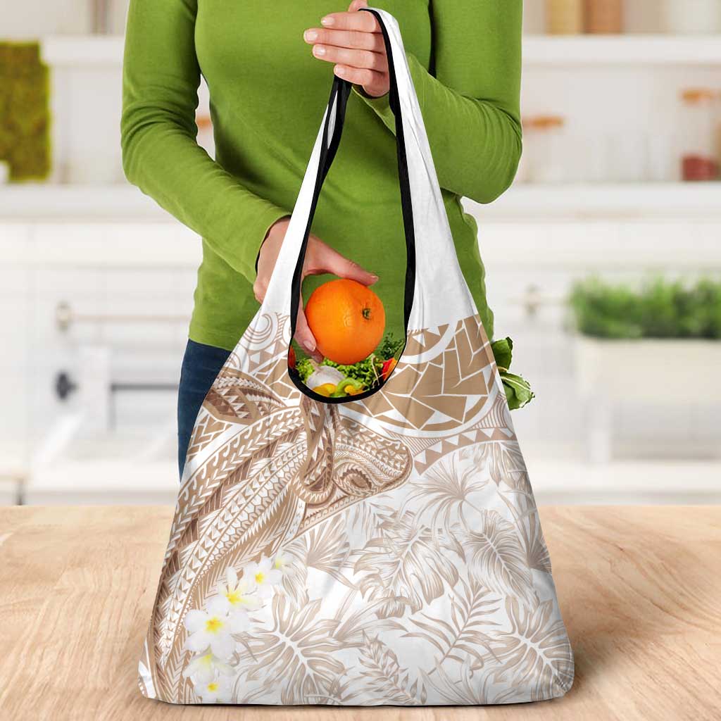 Polynesia Humpback Whale Grocery Bag Tropical Plumeria Beige LT7 - Polynesian Pride
