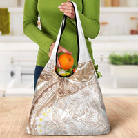 Polynesia Humpback Whale Grocery Bag Tropical Plumeria Beige LT7 - Polynesian Pride