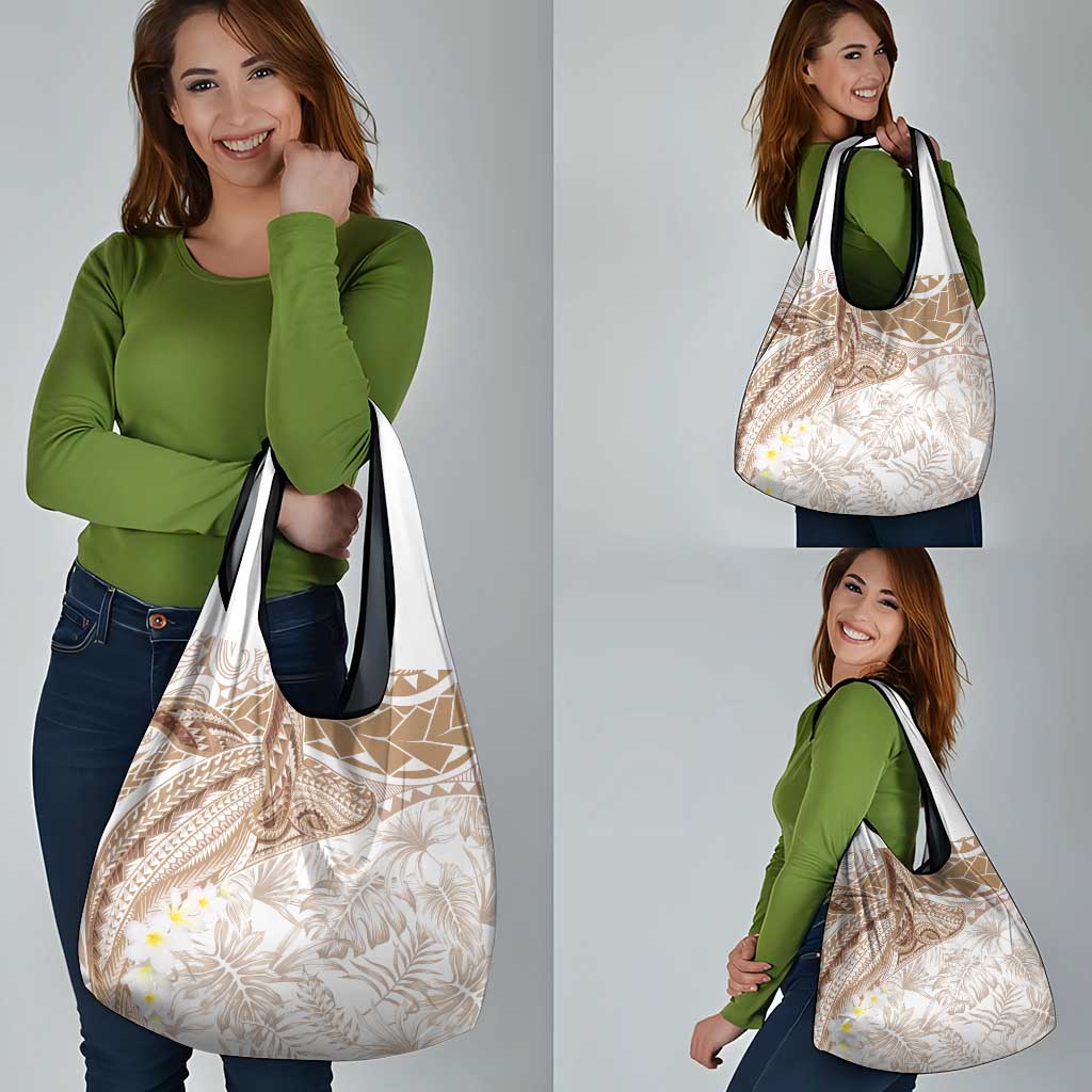 Polynesia Humpback Whale Grocery Bag Tropical Plumeria Beige LT7 - Polynesian Pride