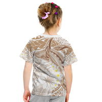 Polynesia Humpback Whale Kid T Shirt Tropical Plumeria Beige LT7 - Polynesian Pride