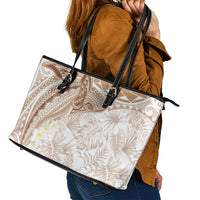 Polynesia Humpback Whale Leather Tote Bag Tropical Plumeria Beige LT7 - Polynesian Pride