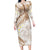 Polynesia Humpback Whale Long Sleeve Bodycon Dress Tropical Plumeria Beige