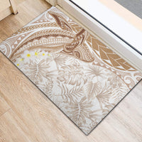 Polynesia Humpback Whale Rubber Doormat Tropical Plumeria Beige LT7 - Polynesian Pride