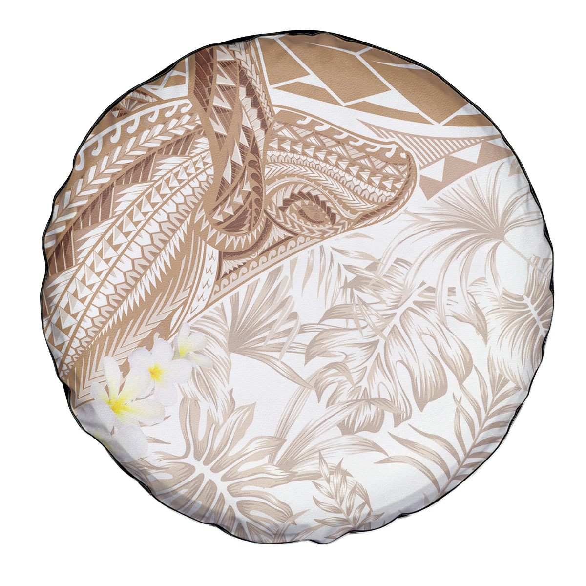 Polynesia Humpback Whale Spare Tire Cover Tropical Plumeria Beige LT7 - Polynesian Pride
